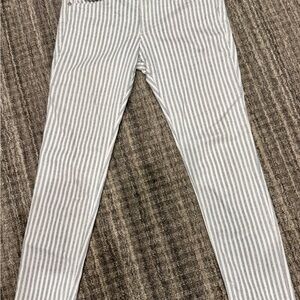 rag & bone White and Black Striped Skinny Ankle Jeans